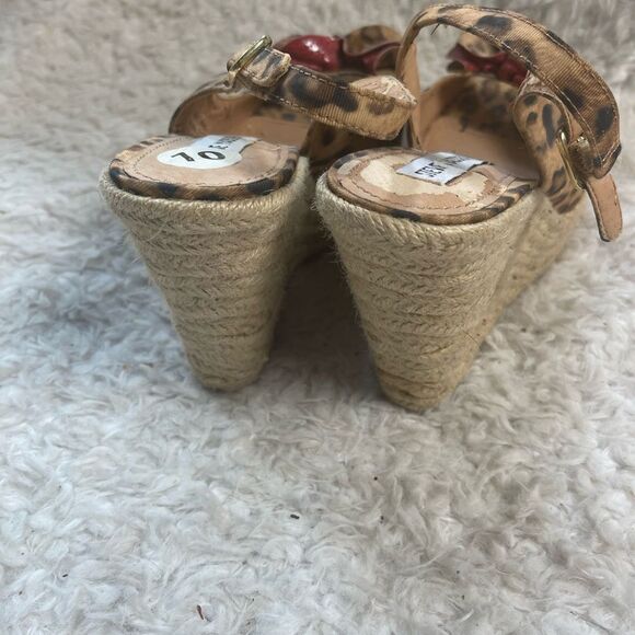 Steve Madden Fabric leopard print Espadrilles platform wedge sandals SZ10 - Picture 4 of 11